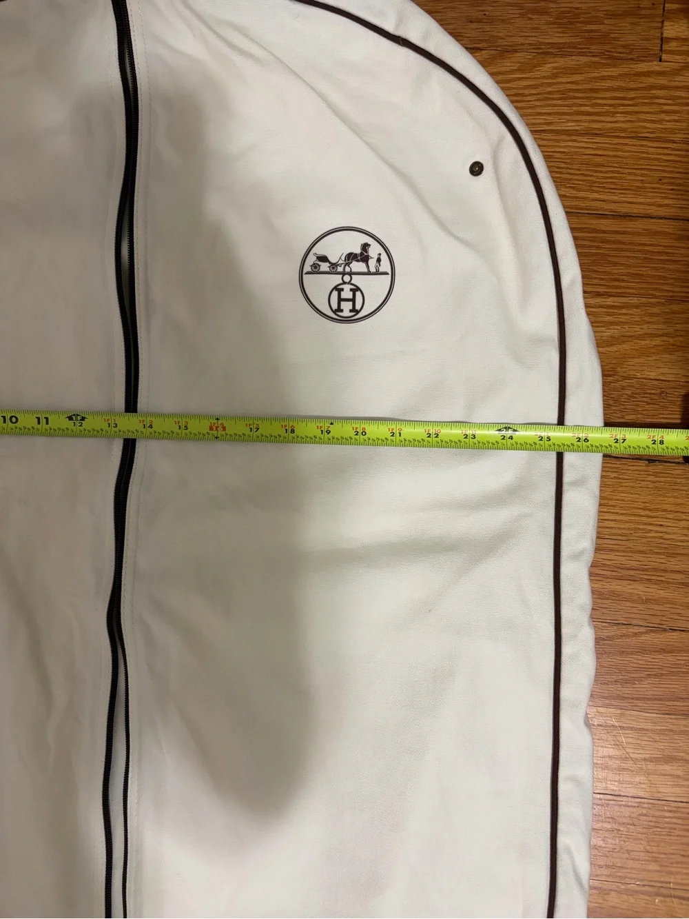 HERMES Travel Creme Storage Garment Bag Dress Cotton Canvas Large Authentic